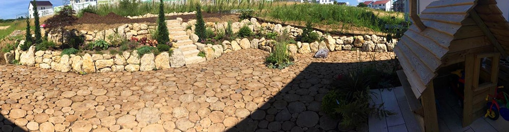 Garten Holzboden Panorama Bild